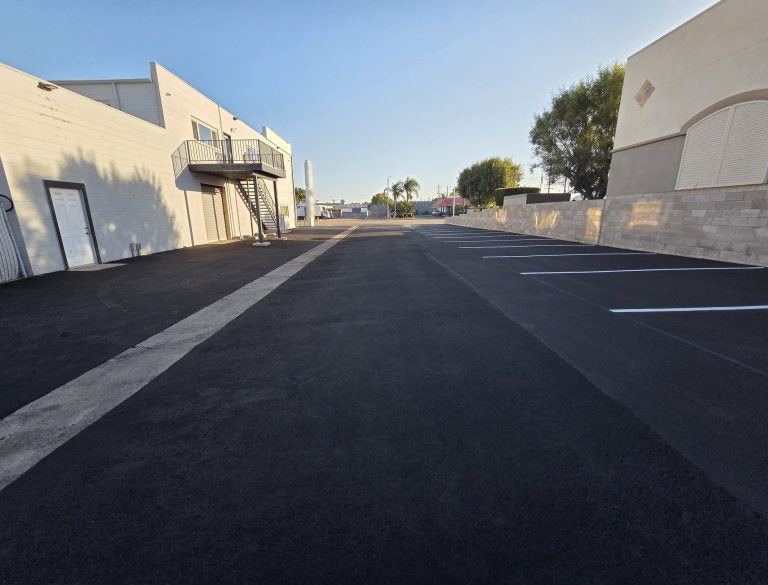 Commercial parking lot repaving and restriping in Stanton
